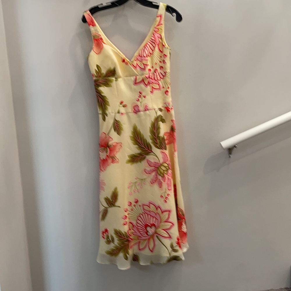 NWT Yellow Floral Beaded Midi Dress - Picture 9 of 13